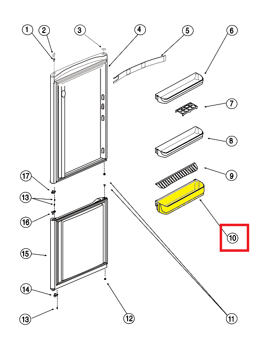 Балкон двери холодильника 283484 Ariston/Indesit (нижний)