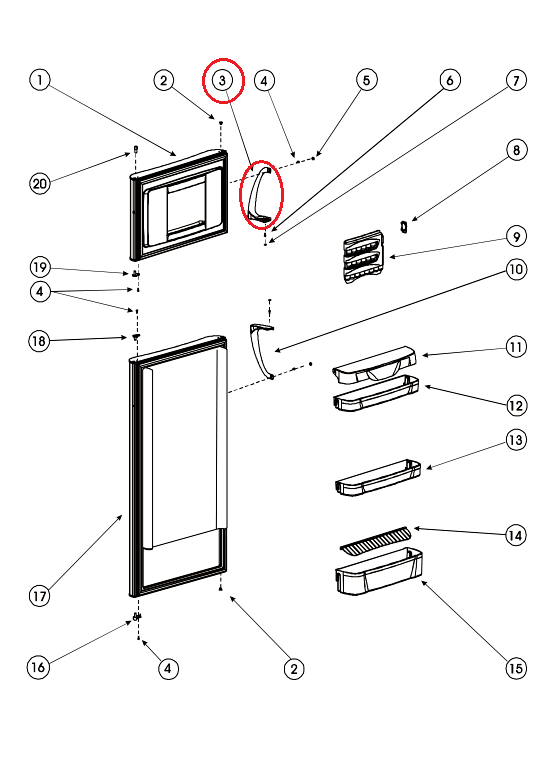 Ручка 857152 верхняя холодильника Ariston/Indesit
