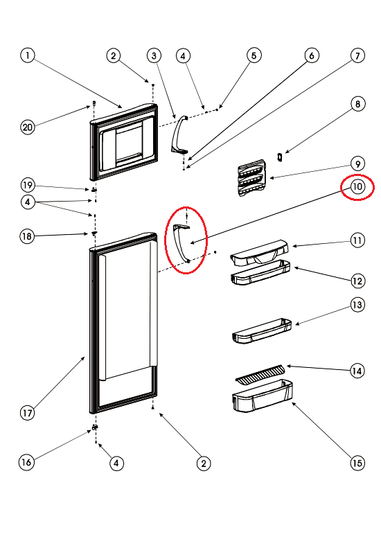 Ручка 857155 нижняя холодильника Ariston/Indesit