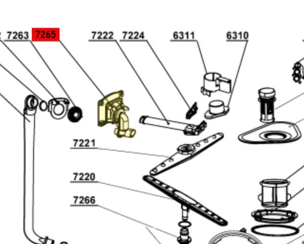 Фиксатор верхнего импеллера 482000012560 ПММ Whirlpool