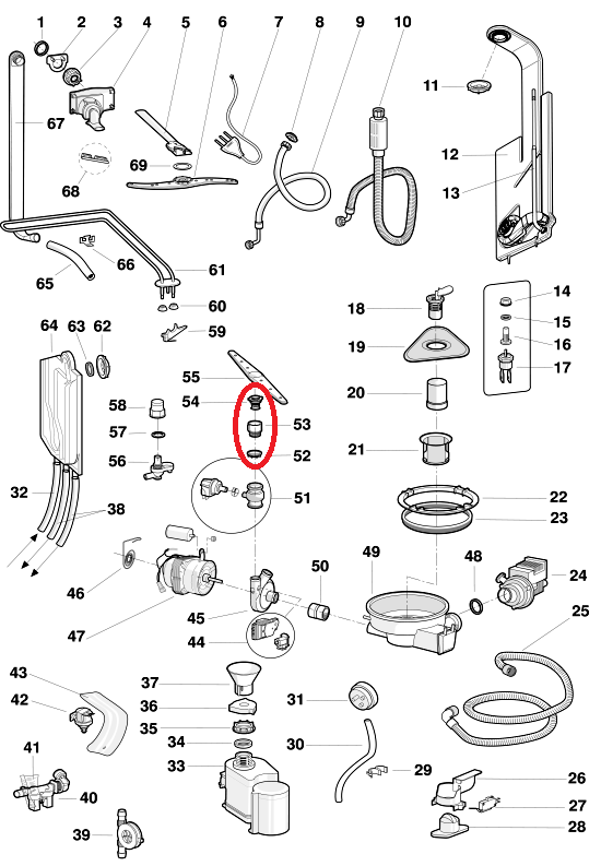 Фиксатор нижнего импеллера 075111 ПММ Ariston/Indesit