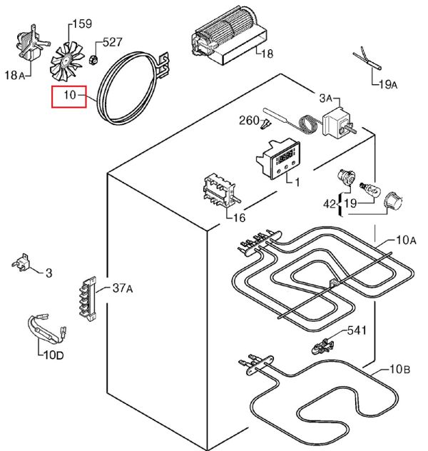 Тэн 3970128017 круглый духовки Electrolux/Zanussi, 2170W