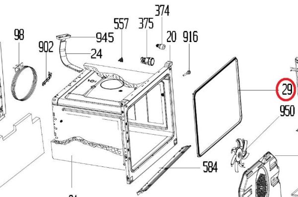 Уплотнитель 255440101 двери духовки Beko